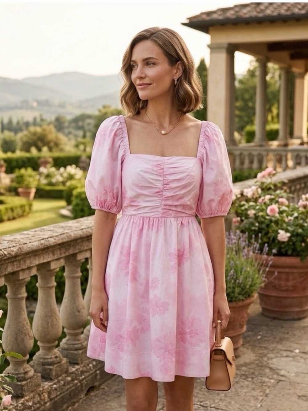 NWT Coach Puff Sleeve Floral Dress Pink Size 14 Cottagecore MSRP $395 - Picture 2 of 10